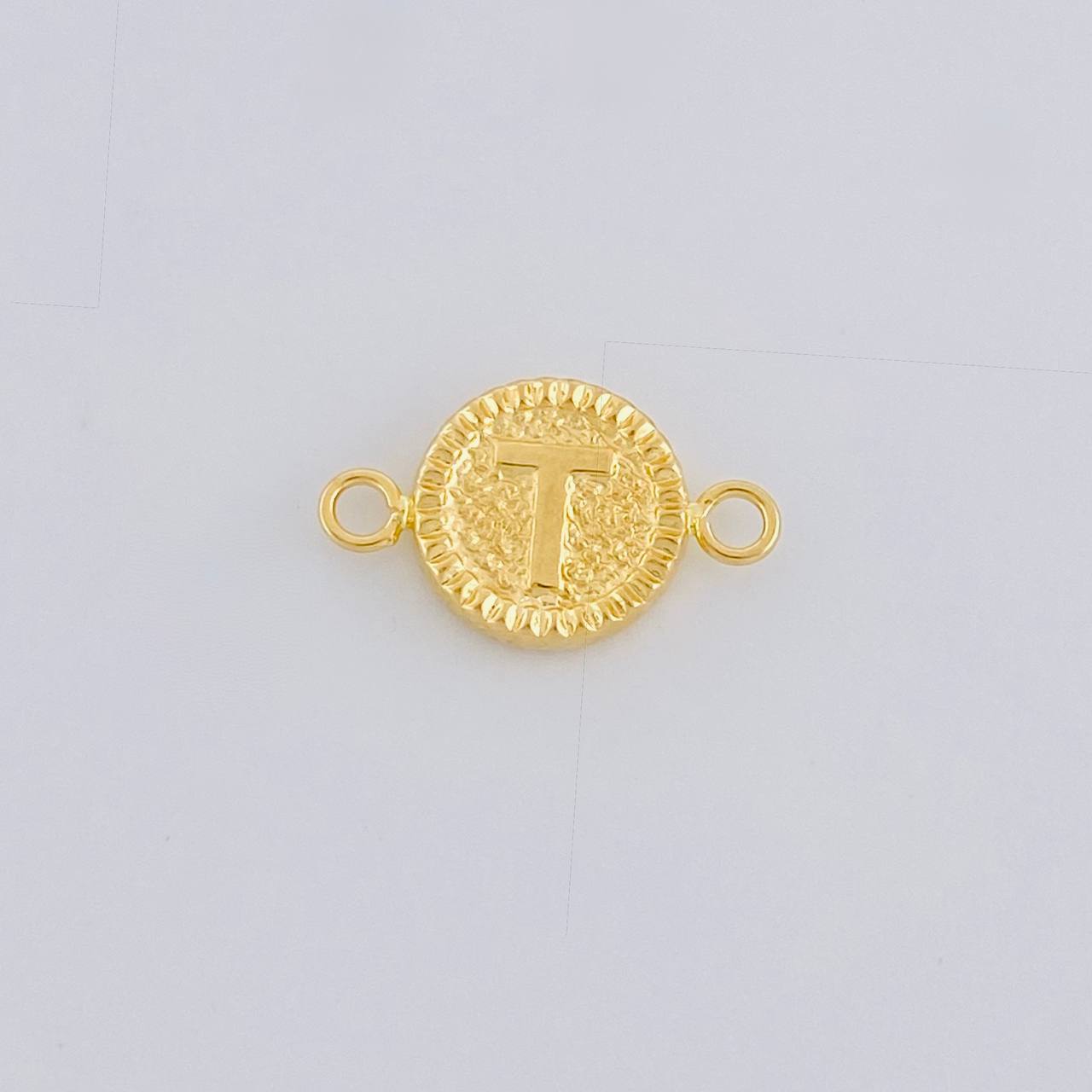 Herraje Letra T Marco Bordeado 0.6g / 3/4 in Oro Amarillo 18K