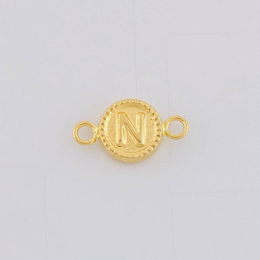 Herraje Letra N Marco Bordeado 0.45g / 1/2 in Oro Amarillo 18K