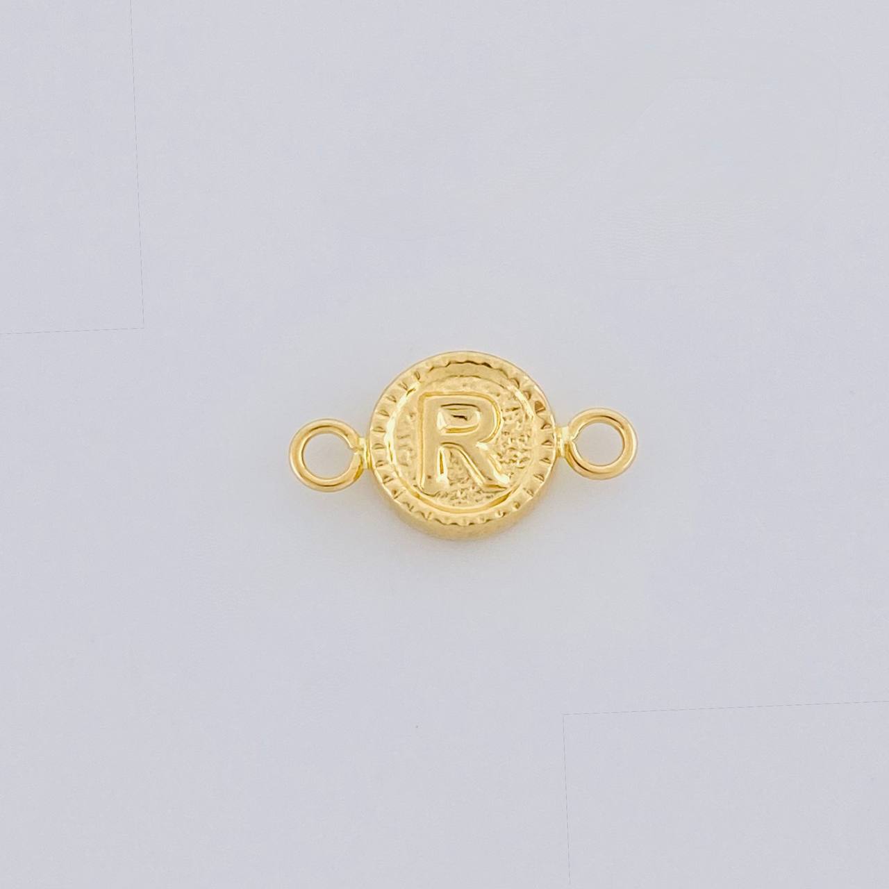 Herraje Letra R Marco Bordeado 0.45g / 1/2 in Oro Amarillo 18K