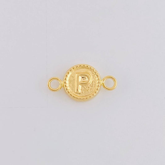 Herraje Letra P Marco Bordeado 0.45g / 1/2 in Oro Amarillo 18K