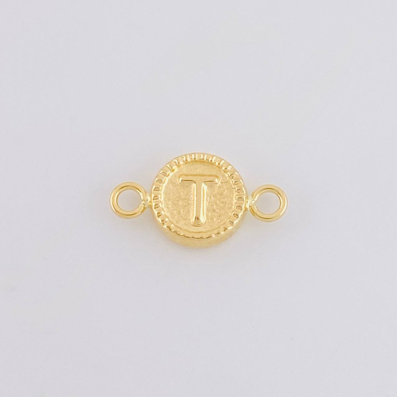 Herraje Letra T Marco Bordeado 0.4g / 1/2 in Oro Amarillo 18K