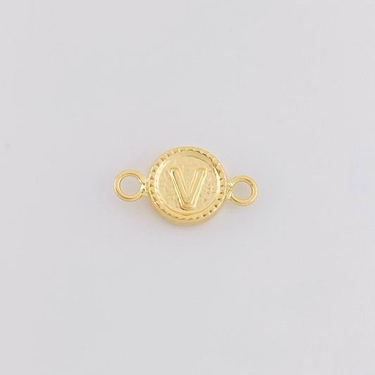 Herraje Letra V Marco Bordeado 0.4g / 1/2 in Oro Amarillo 18K