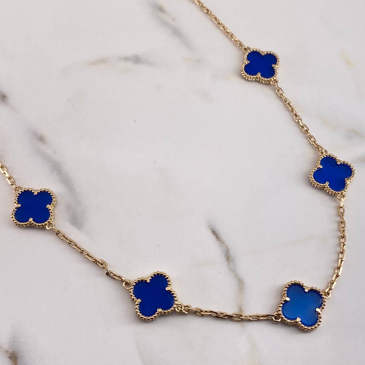 Clover Chain VCyA 37.15gr / 67.2cm / 2.1mm Lapid Lazury Blue Yellow Gold 18K $