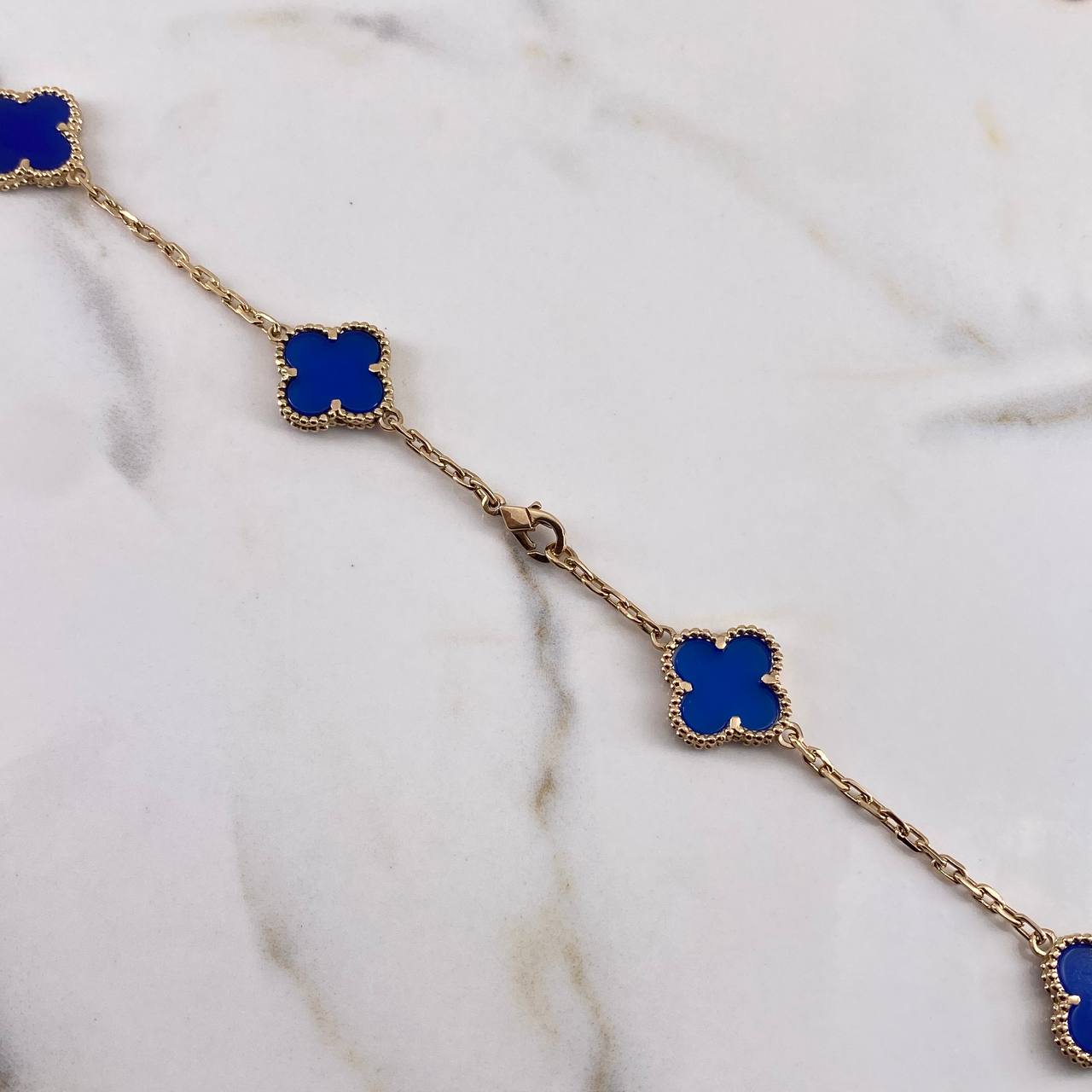 Clover Chain VCyA 37.15gr / 67.2cm / 2.1mm Lapid Lazury Blue Yellow Gold 18K $