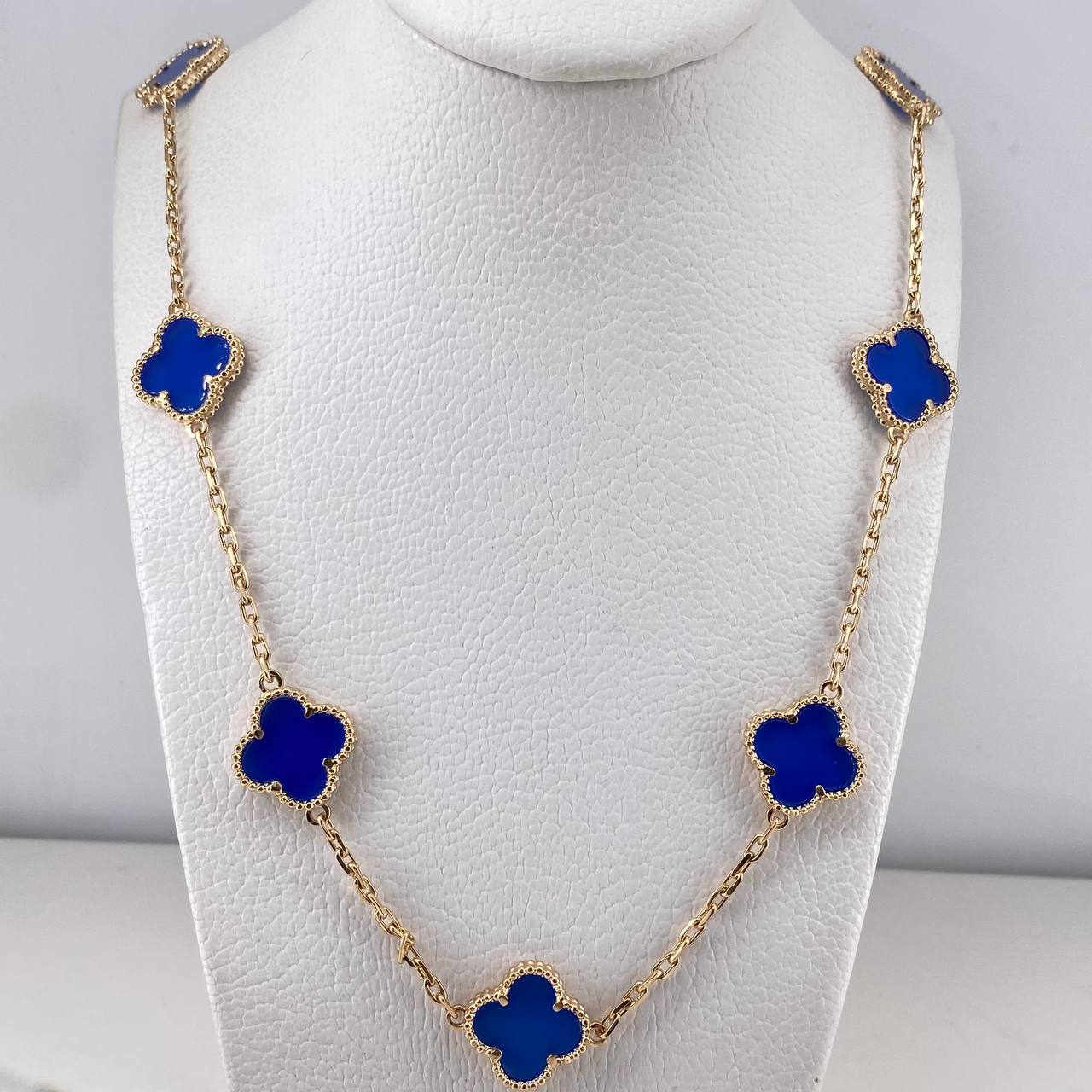 Clover Chain VCyA 37.15gr / 67.2cm / 2.1mm Lapid Lazury Blue Yellow Gold 18K $