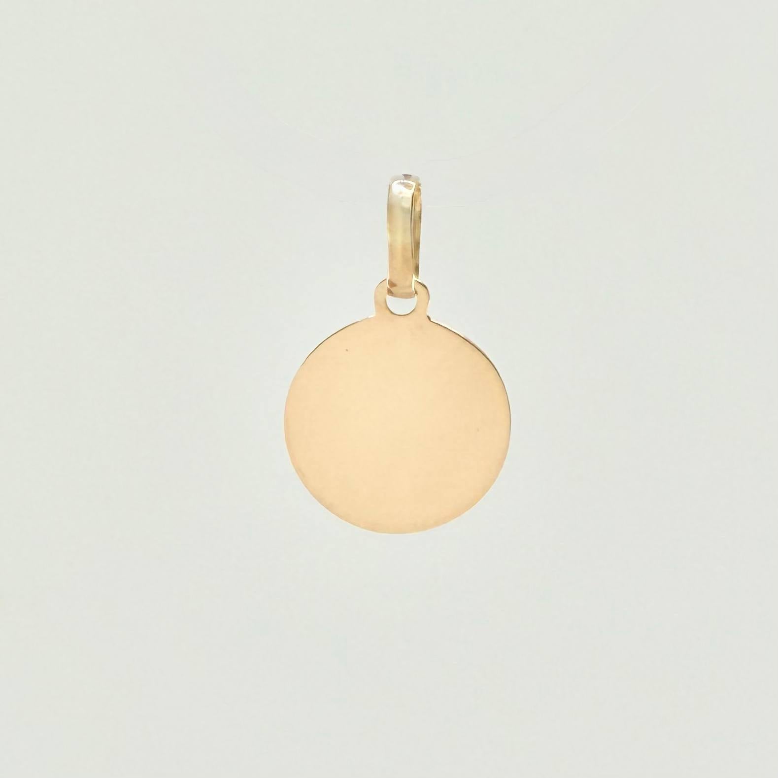 Dije Placa Circular 0.5gr / 3/4 in / Oro Amarillo 18K *