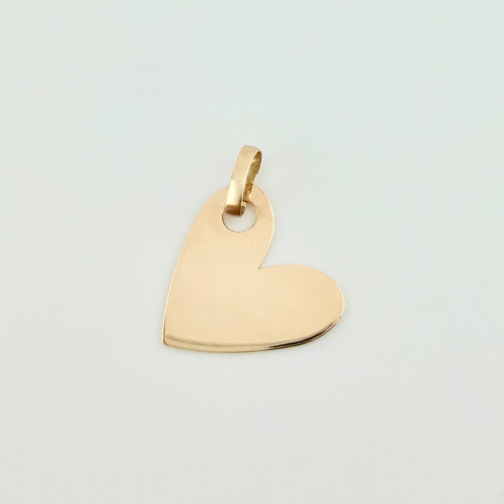 Dije Placa Corazon 0.6gr / 3/4 in / Oro Amarillo 18K *