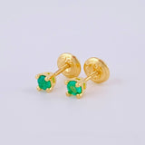 Topos Piedra 0.7gr / 3mm Esmeralda 18 Pts Oro Amarillo 18K (Joya)