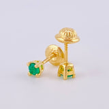 Topos Piedra 0.7gr / 3mm Esmeralda 18 Pts Oro Amarillo 18K (Joya)