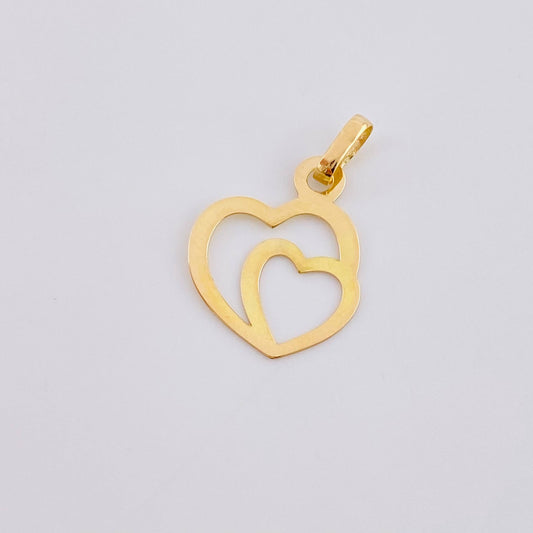 Dije Doble Corazón 0.45 g / 3/4 in Oro Amarillo 18K