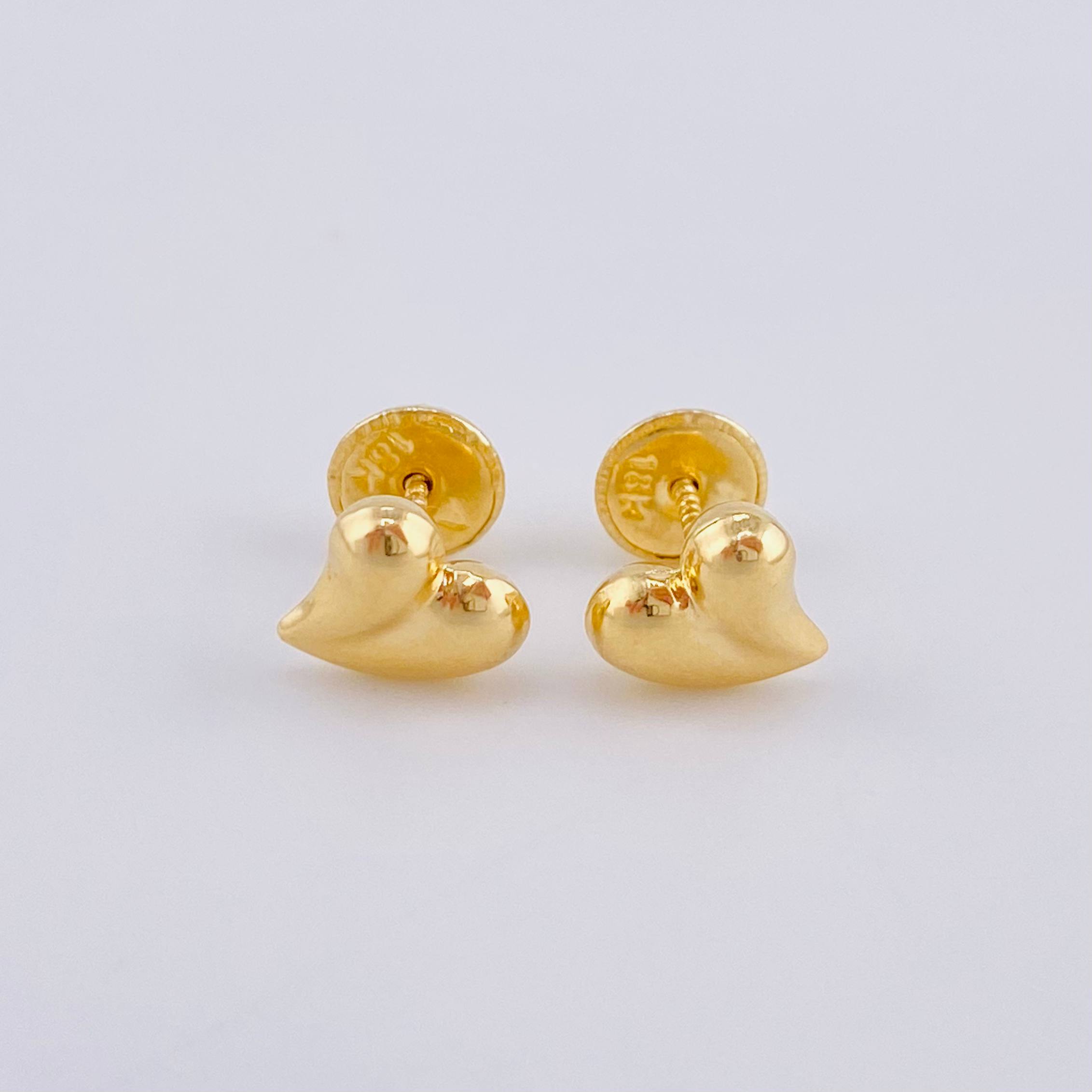 Topos Corazon Gotas Abultadas 0.6gr / 6.2mm Oro Amarillo 18K