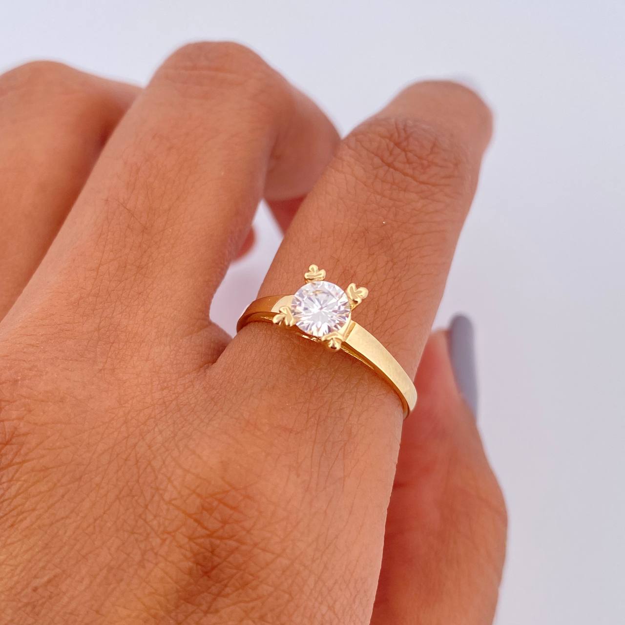 Anillo Solitario Puente 2.2gr / T6 1/4 / Oro 18K &
