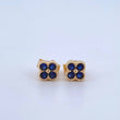 Stud Earrings Textured Edge Flower 1.35gr / 5.2mm Blue Zircons Lobster Claw 18K Yellow Gold Butterfly