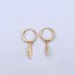 Hoop Earrings Feather Pendant 2.1gr / 3cm / 18K Yellow Gold