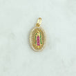 Dije Virgen Guadalupe 2.35gr / 2.8cm / Ovalo Filigrana - Circones Blancos Verdes Fucsia Oro Amarillo 18K ©