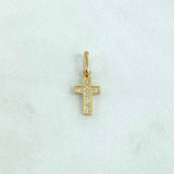 Dije Cruz Basteada 2gr / 2.5cm / Circones Blancos Oro Amarillo 18K ©