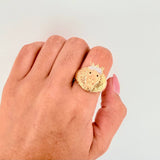 Anillo León Corona 9.15gr / T10 1/2 / Dos Oros Amarillo Blanco 18K