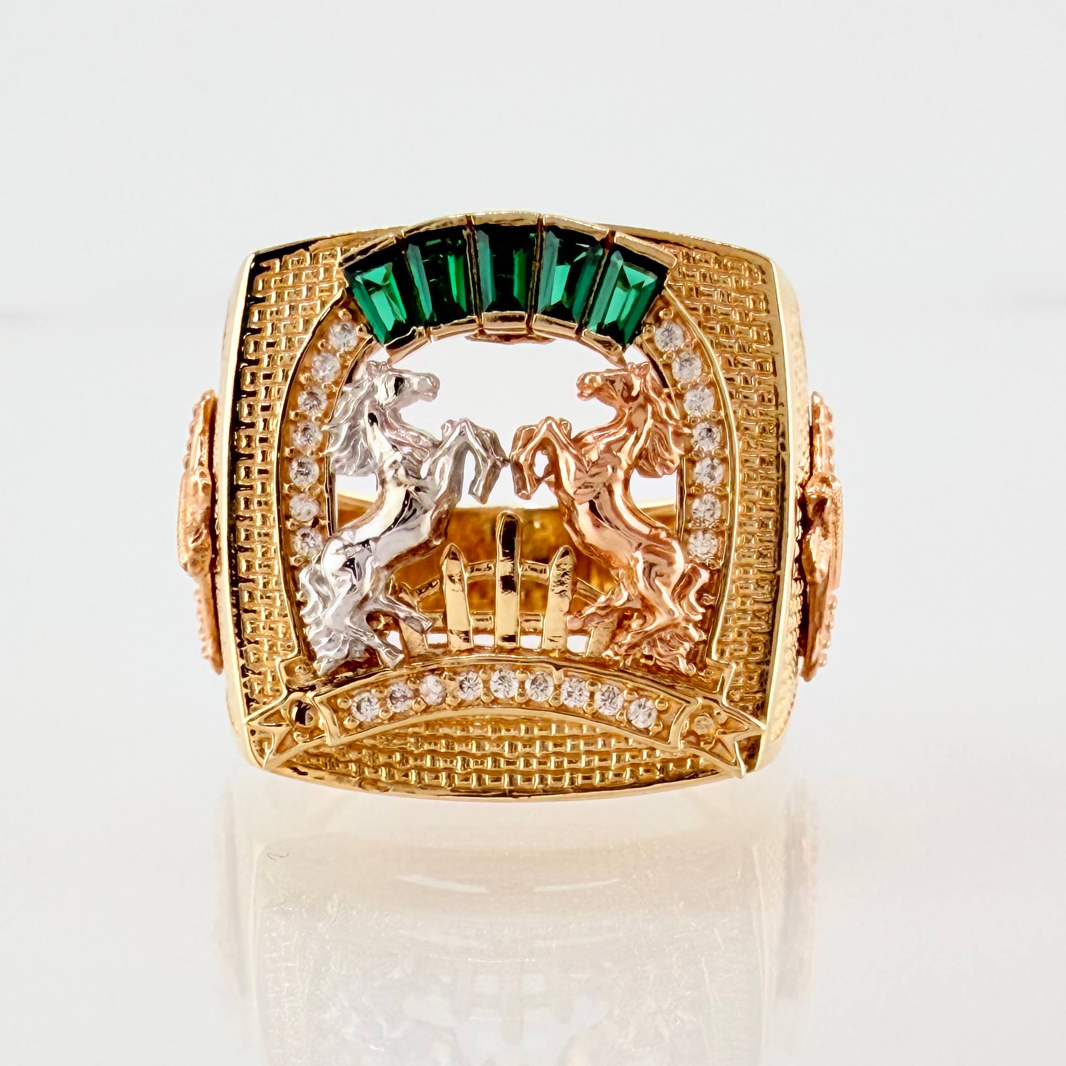 Anillo Herradura Caballos 10gr / T10 1/2 / Tres Oros 18K