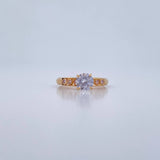 Solitaire Ring Churumbela 1.25gr / Size 6 / White and Pink Zircons 18K Yellow Gold &