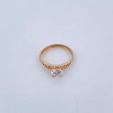 Solitaire Ring Churumbela 1.25gr / Size 6 / White and Pink Zircons 18K Yellow Gold &