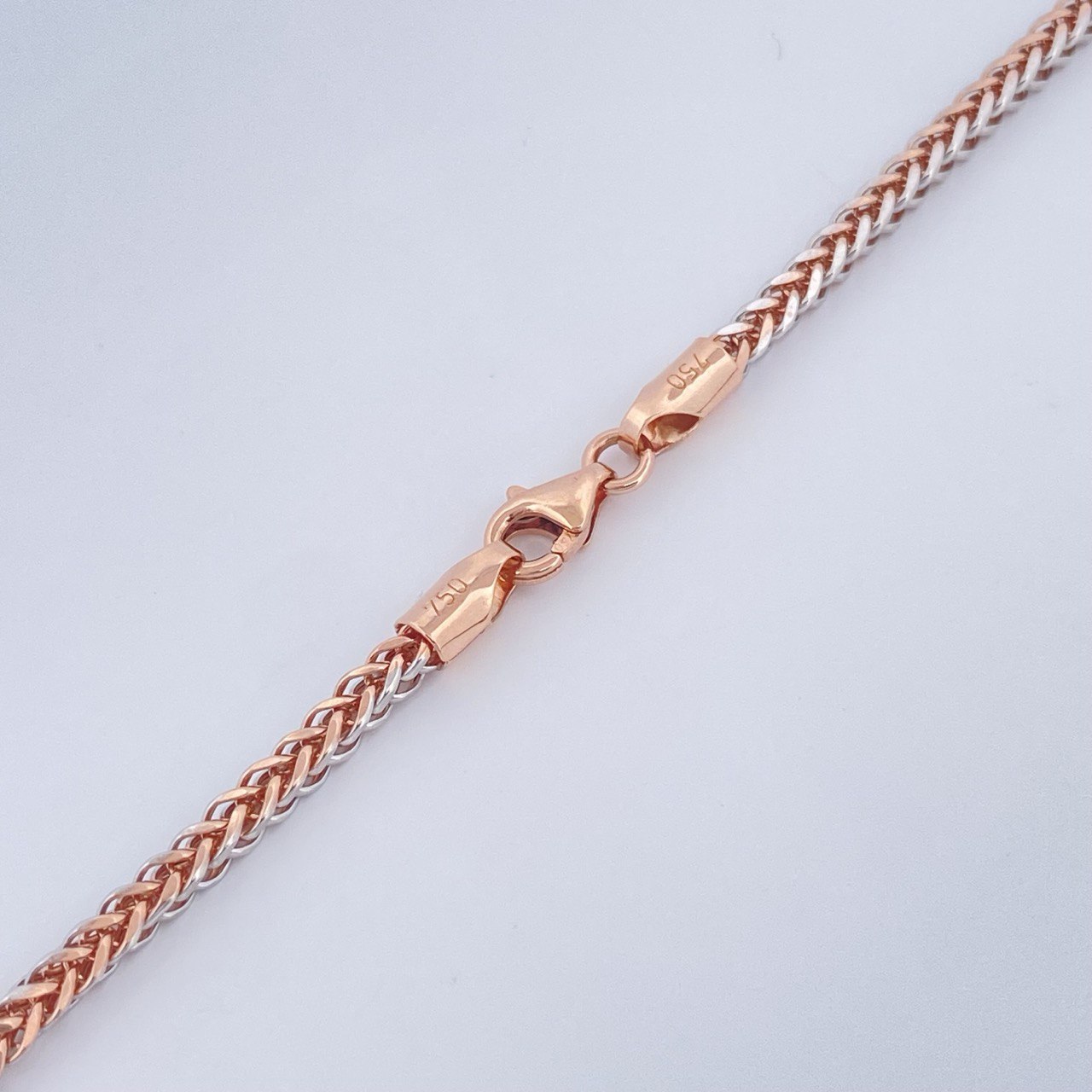 Cadena Franco 8.8gr / 23 1/2 in / Dos Oros Blanco Rosa +3 18K &