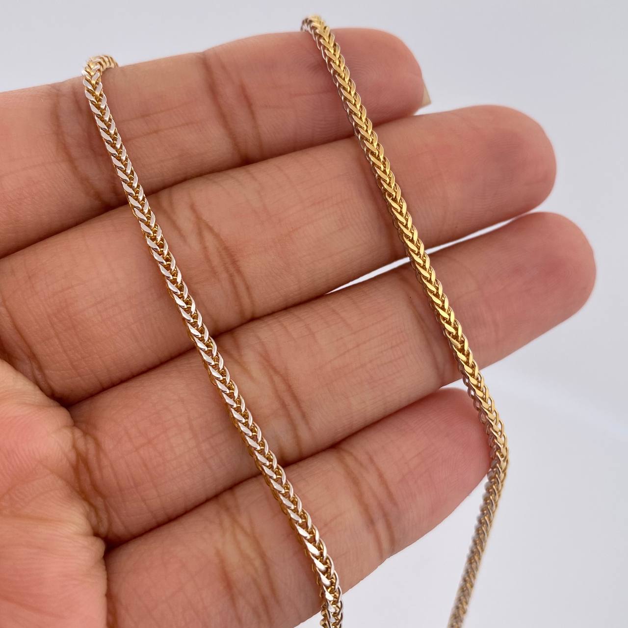 Cadena Franco 5.45gr / 60cm / Dos Oros Amarillo Blanco +3 18K $