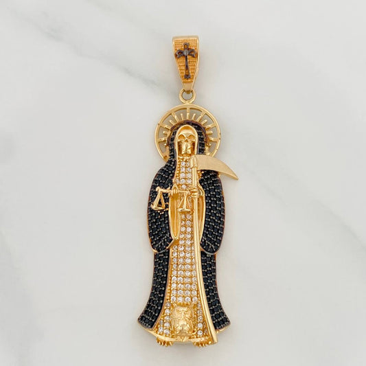 Dije Santa Muerte 15.4gr / 2 1/2 in / Dos Oros Negro Amarillo 18K $