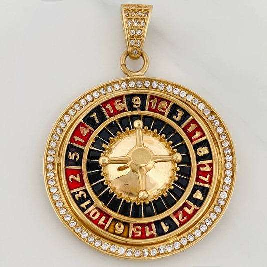 Dije Ruleta Casino Movil 15.5gr / 2 in / Oro Amarillo 18K $