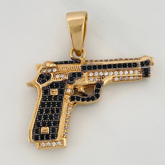 Dije Pistola 11.75gr / 1 1/4 in / Dos Oros Negro Amarillo 18K $