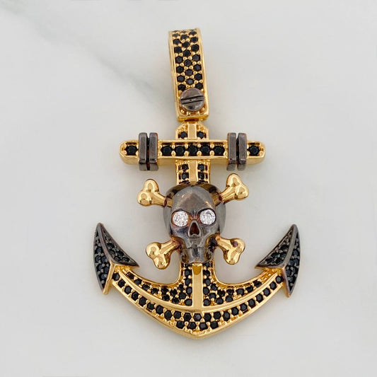 Dije Ancla 9.15gr / 1 1/4 in / Dos Oros Negro Amarillo 18K $