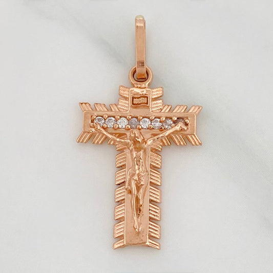 Dije Cruz Cristo Milagroso 2.1gr / 1 in / Oro Rosa 18K $