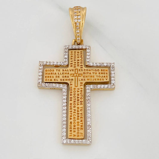 Dije Cruz Articulada 10.2 g / 1 3/4 in Dos Oros Amarillo Blanco 18K