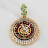 Dije Ruleta Casino Movil 11.85gr / 1 1/2 in /Dos Oros Amarillo Blanco 18K $