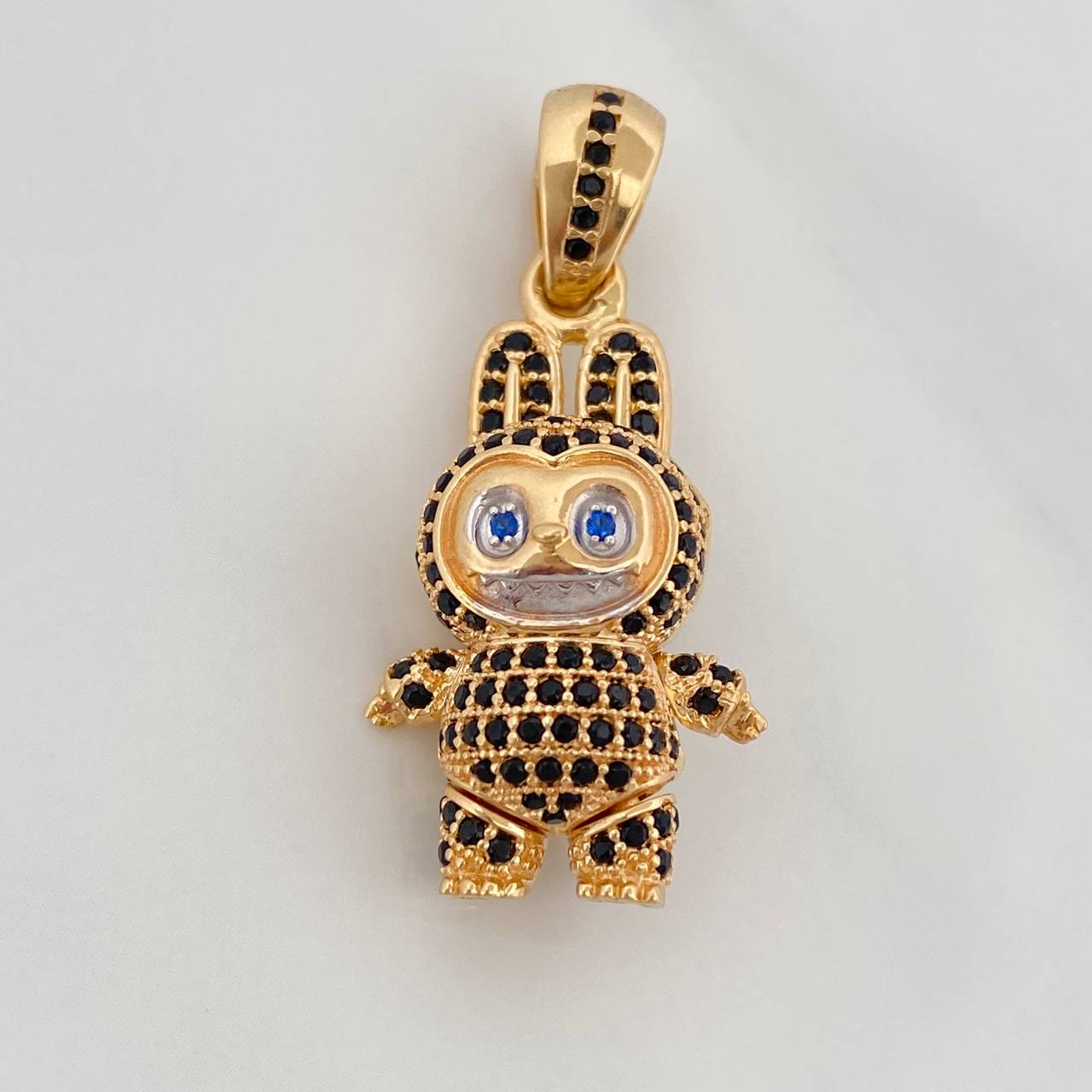 Smiling Rabbit Pendant 6.2gr / 1 1/4 in / Two Golds Yellow White 18K $