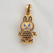 Smiling Rabbit Pendant 6.2gr / 1 1/4 in / Two Golds Yellow White 18K $