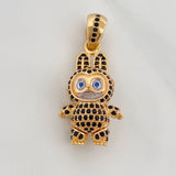 Smiling Rabbit Pendant 6.2gr / 1 1/4 in / Two Golds Yellow White 18K $