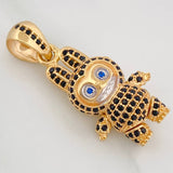 Smiling Rabbit Pendant 6.2gr / 1 1/4 in / Two Golds Yellow White 18K $