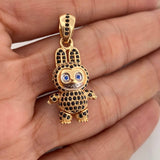 Smiling Rabbit Pendant 6.2gr / 1 1/4 in / Two Golds Yellow White 18K $