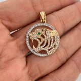 Dije Tigre Placa Circular 5.1gr / 1 1/4 in / Dos Oros Amarillo Blanco 18K $