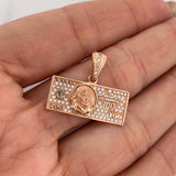 Dije 100 Dolares 3.5gr / 3/4 in /Dos Oros Blanco Rosa 18K $