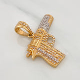 Dije Pistola 5.2gr / 1 1/4 in / Dos Oros Amarillo Blanco 18K $