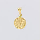 Dije Letra V Marco Bordeado 0.6g / 3/4 in Oro Amarillo 18K