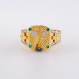 Archangel Saint Michael Ring 6.25g / T11 1/4 Two-Tone Yellow White Gold 18K