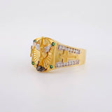 Archangel Saint Michael Ring 6.25g / T11 1/4 Two-Tone Yellow White Gold 18K