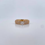 Anillo Solitario Tupido 2.85gr / T6 3/4 / Circones Blancos Oro Amarillo 18K $