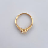 Ring Solitaire Churumbela lines 2.1gr / Size 6 1/2 / White Zircons Two-tone White Yellow 18K $
