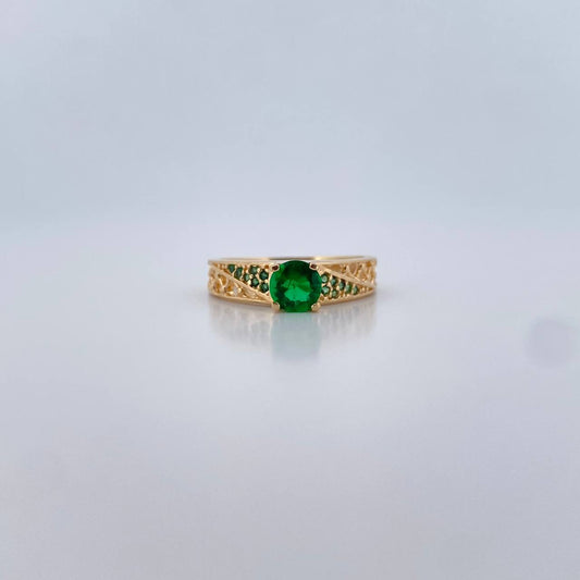 Crossed Solitaire Ring 2.65gr / Size 5 / White Zircons 18K Yellow Gold $