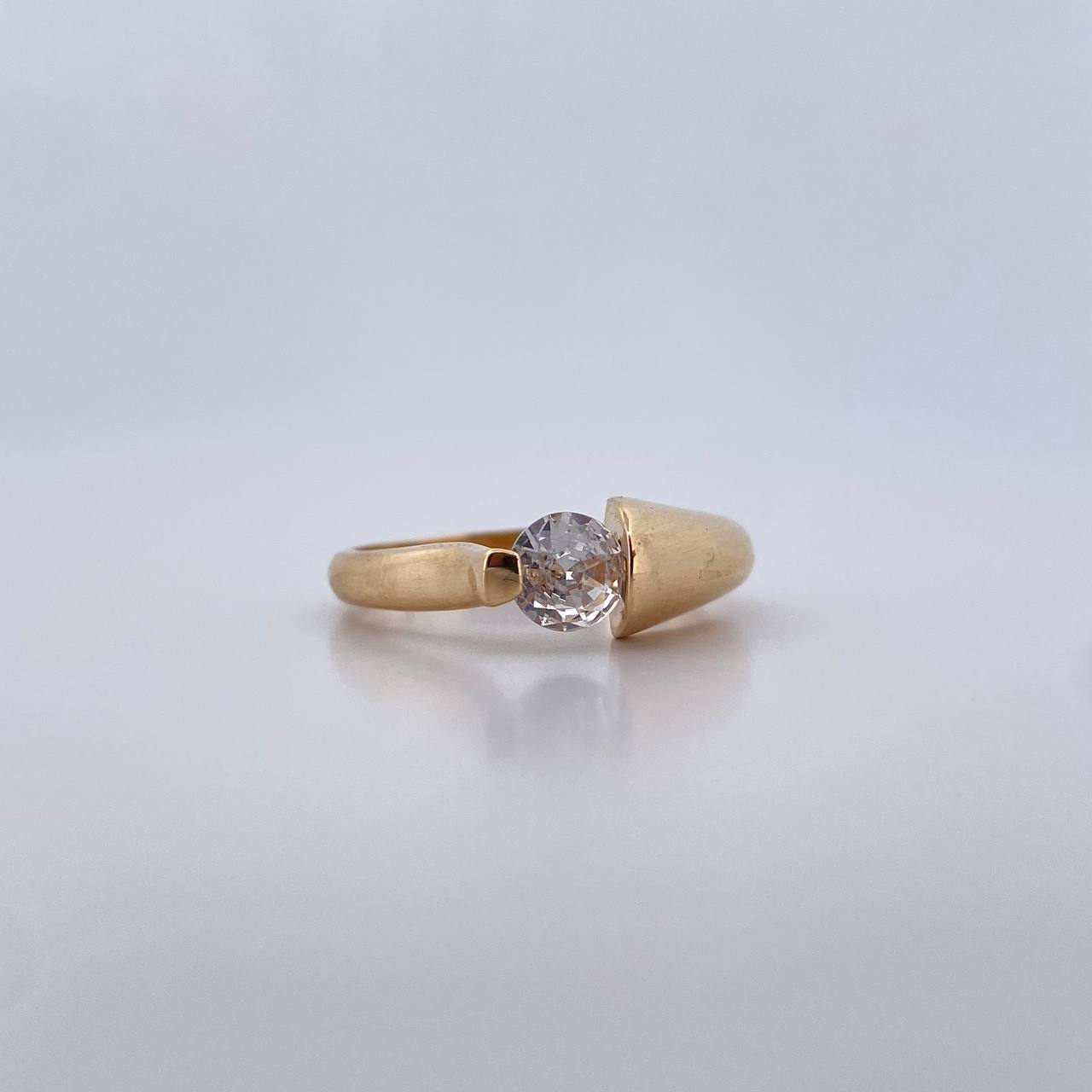 Ring Solitaire 2.95gr / Size 6 / White Zircon Yellow Gold 18K $