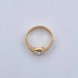 Anillo Solitario 3.5gr / T7 1/4 / Circones Blancos Oro Amarillo 18K $