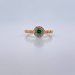 Halo Ring 1.75gr / T5 1/4 / White Zircons Yellow Green Gold 18K $